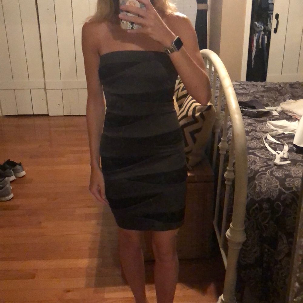 Strapless black and grey dress